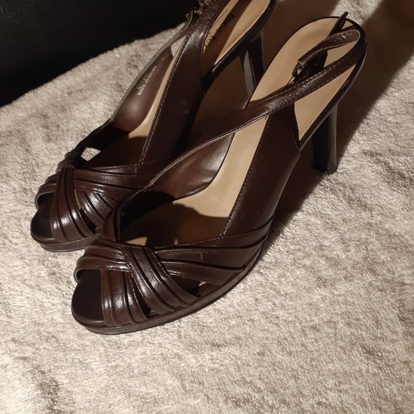 Luca Ferri collection peep toe leather slingback high heels size 6, excellent - Picture 7 of 7